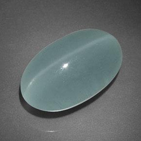 Cat's Eye Aquamarine طبيعي بلون أخضر-أزرق باهت، وزن ‎17.96‎ قيراط، شكل شفاف، مقاس ‎18.8x11.6‎ مم