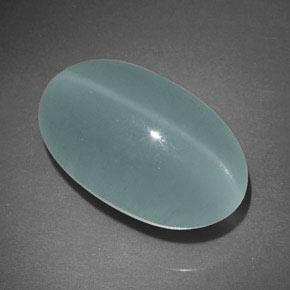 Cat's Eye Aquamarine طبيعي بلون أخضر-أزرق باهت، وزن ‎17.96‎ قيراط، شكل شفاف، مقاس ‎18.8x11.6‎ مم
