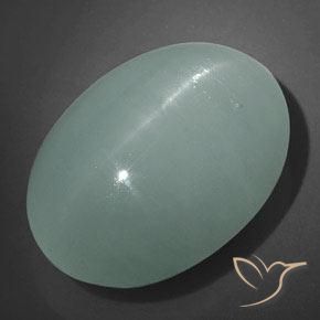 32.10ct طبيعي أخضر مزرق فاتح زبرجد عين القطة, بيضوي, نصف شفاف