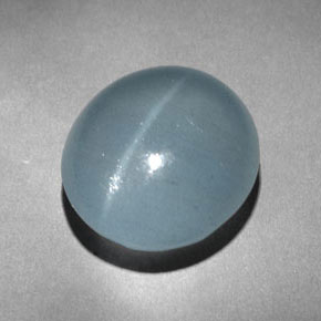 Cat's Eye Aquamarine طبيعي بلون أزرق-أخضر، وزن ‎9.45‎ قيراط، شكل شفاف، مقاس ‎14.1x12.9‎ مم