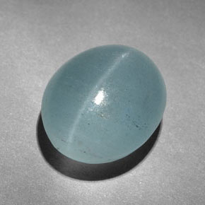 زبرجد عين القطة أخضر أزرق طبيعي، بيضوي، 10.32 قيراط، نصف شفاف