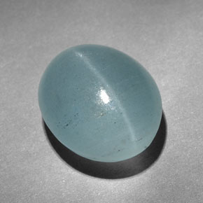 زبرجد عين القطة أخضر أزرق طبيعي، بيضوي، 10.32 قيراط، نصف شفاف