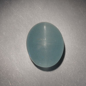 Cat's Eye Aquamarine طبيعي بلون أزرق-أخضر، وزن ‎4.98‎ قيراط، شكل بيضاوى، مقاس ‎10.9x8.8‎ مم