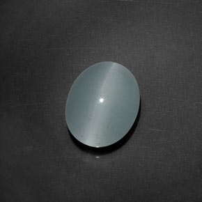 Cat's Eye Aquamarine طبيعي بلون أخضر-أزرق، وزن ‎5.17‎ قيراط، شكل بيضاوى، مقاس ‎12.4x9.4‎ مم
