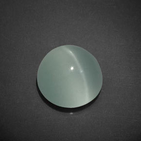 Cat's Eye Aquamarine طبيعي بلون أزرق-أخضر، وزن ‎8.01‎ قيراط، شكل دائري، مقاس ‎12.17‎ مم