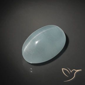 17.45ct طبيعي أخضر-أزرق فاتح زبرجد عين القطة, بيضوي, شفاف