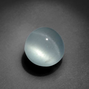 Cat's Eye Aquamarine طبيعي بلون أخضر-أزرق، وزن ‎4.50‎ قيراط، شكل دائري، مقاس ‎9.27‎ مم