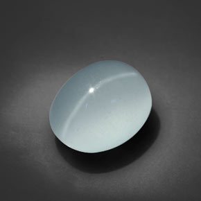 Cat's Eye Aquamarine طبيعي بلون أخضر-أزرق، وزن ‎6.69‎ قيراط، شكل بيضاوى، مقاس ‎11.8x9.7‎ مم