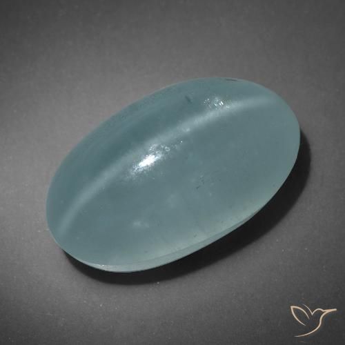 16.01ct طبيعي أخضر مزرق زبرجد عين القطة, بيضوي, نصف شفاف
