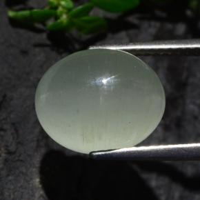 Cat's Eye Aquamarine طبيعي بلون أخضر فاتح، وزن ‎7.13‎ قيراط، شكل بيضاوى، مقاس ‎12.2x9.8‎ مم
