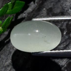 زبرجد عين القطة أخضر أزرق طبيعي، قصة بيضاوى، 3.12 قيراط، نصف شفاف