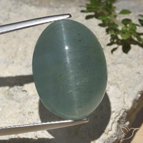 25.89ct طبيعي أزرق أخضر فاتح زبرجد عين القطة, بيضوي, نصف شفاف