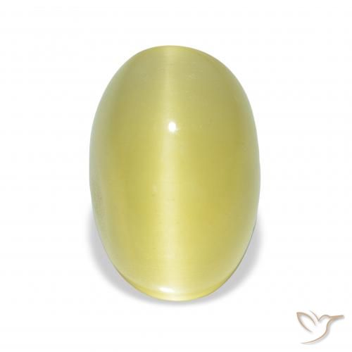 4.41ct طبيعي أصفر مخضر فاتح بيريل عين القط, بيضوي, نصف شفاف