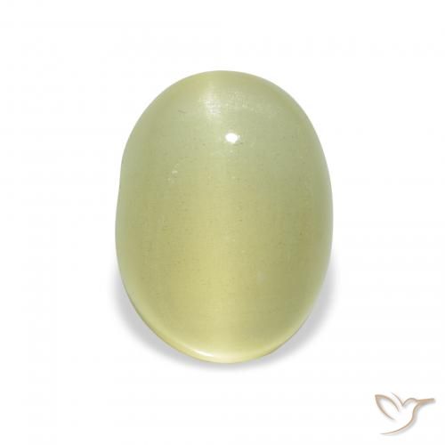 2.85ct طبيعي أخضر كمثرى فاتح بيريل عين القط, بيضوي, نصف شفاف