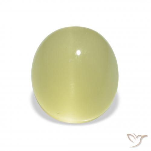 5.07ct طبيعي أخضر ليمونى باهت بيريل عين القط, بيضوي, نصف شفاف