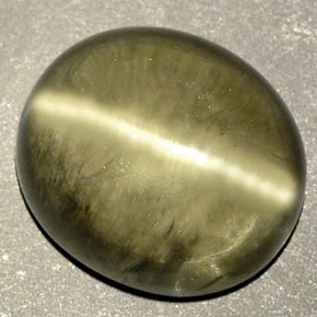 Cat's Eye Diaspore طبيعي بلون أخضر، وزن ‎8.18‎ قيراط، شكل شفاف، مقاس ‎12.2x10.6‎ مم