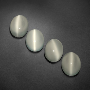 Cat's Eye Moonstone طبيعي بلون أبيض، وزن ‎‎ قيراط، شكل شفاف، مقاس ‎9.1x7‎ مم