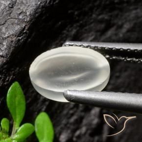 حجر القمر عين القط أبيض طبيعي، قصة بيضاوى، 1.94 قيراط، شفاف