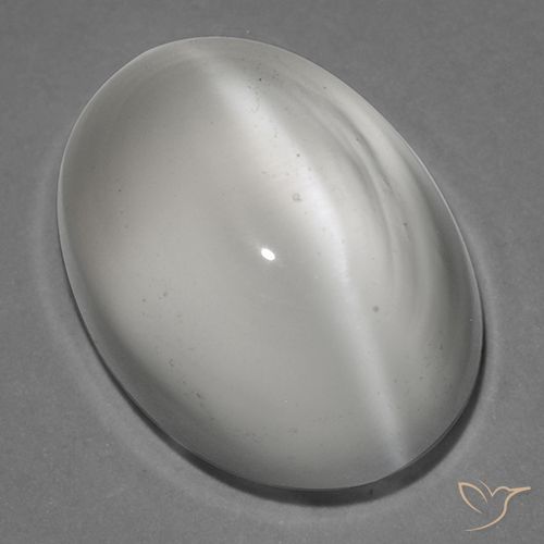 1.38ct طبيعي أبيض حجر القمر عين القط, بيضوي, شفاف