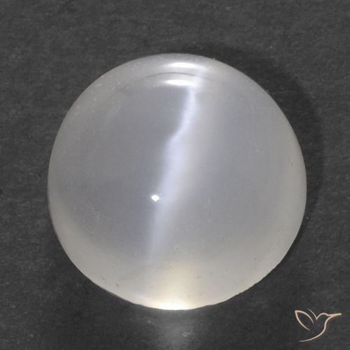 1.52ct طبيعي أبيض شفاف حجر القمر عين القط, دائري, شفاف