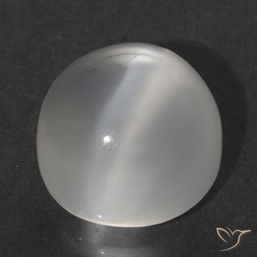 1.64ct طبيعي أبيض حجر القمر عين القط, دائري, شفاف