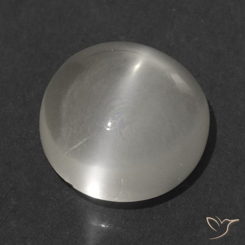 1.28ct طبيعي أبيض دافئ حجر القمر عين القط, دائري, شفاف