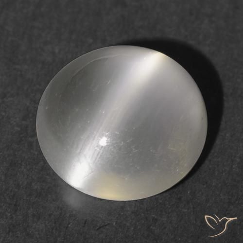 1.16ct طبيعي أبيض دافئ حجر القمر عين القط, دائري, شفاف