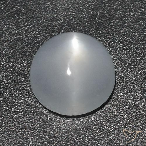 1.44ct طبيعي أبيض حجر القمر عين القط, دائري, شفاف