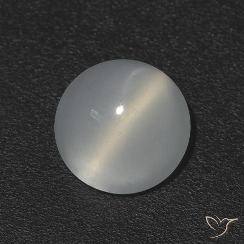 1.10ct طبيعي أبيض دافئ حجر القمر عين القط, دائري, شفاف
