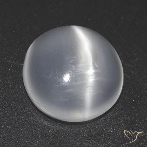 1.46ct طبيعي أبيض حجر القمر عين القط, دائري, شفاف