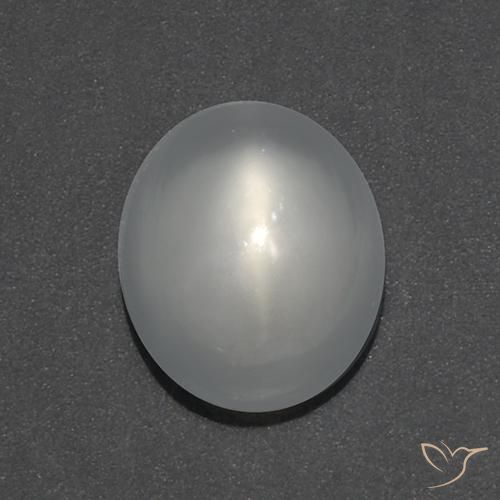 0.97ct طبيعي أبيض حجر القمر عين القط, بيضوي, شفاف