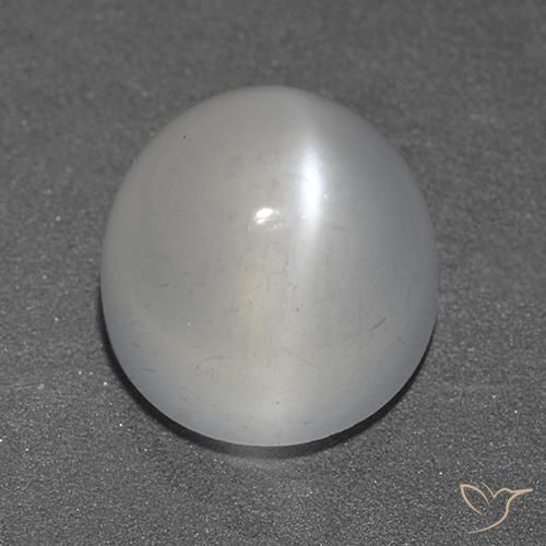 3.47ct طبيعي أبيض حجر القمر عين القط, دائري, شفاف