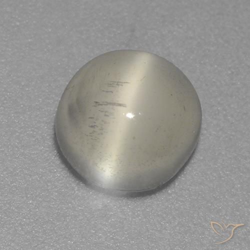 1.57ct طبيعي أبيض دافئ حجر القمر عين القط, دائري, شفاف
