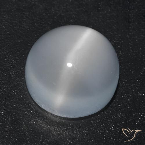 1.71ct طبيعي أبيض شفاف حجر القمر عين القط, دائري, شفاف