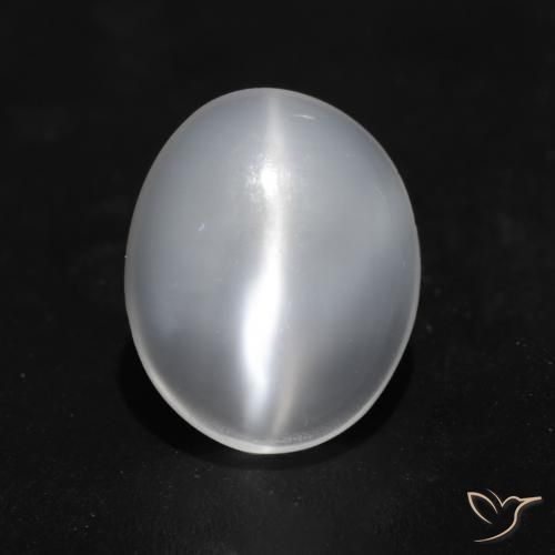 1.49ct طبيعي أبيض شفاف حجر القمر عين القط, بيضوي, شفاف