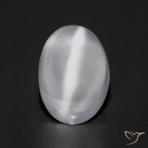 0.97ct طبيعي أبيض شفاف حجر القمر عين القط, بيضوي, شفاف