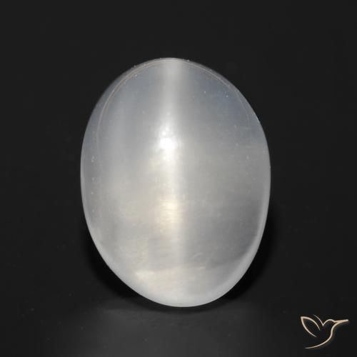 1.51ct طبيعي أبيض حجر القمر عين القط, بيضوي, شفاف