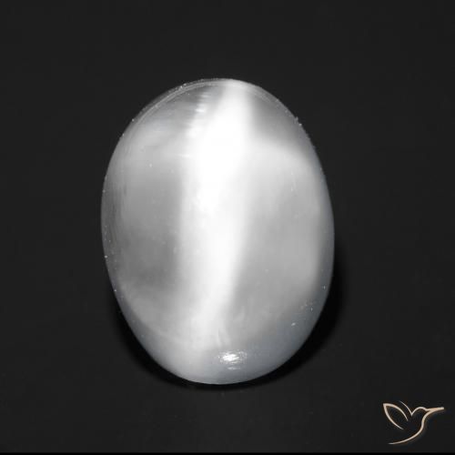 1.87ct طبيعي أبيض حجر القمر عين القط, بيضوي, شفاف