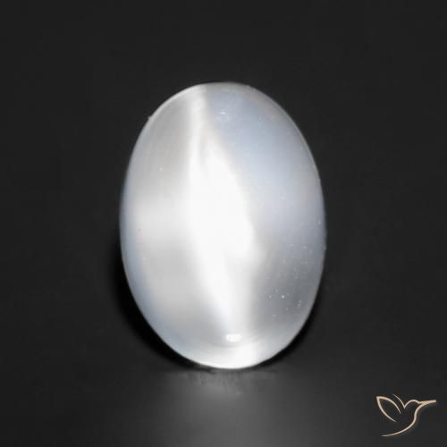 1.06ct طبيعي أبيض حجر القمر عين القط, بيضوي, شفاف