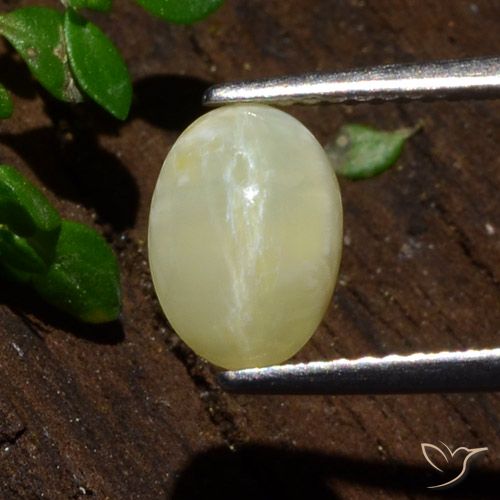 1.80ct طبيعي أصفر فاتح-متوسط أوبال عين القط, بيضوي, نصف شفاف