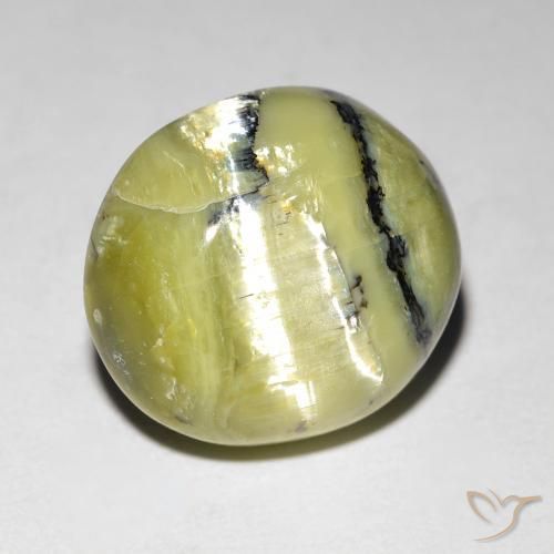 7.62ct طبيعي أخضر مصفر أوبال عين القط, بيضوي, غير شفاف