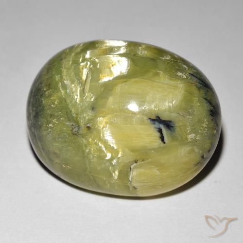 21.92ct طبيعي أخضر ترابى أوبال عين القط, بيضوي, غير شفاف