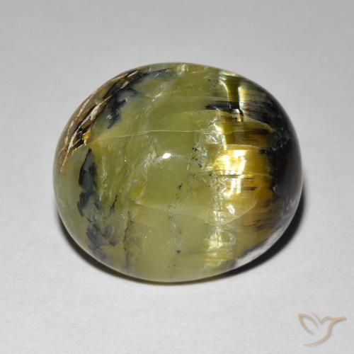 7.49ct طبيعي أخضر ترابى أوبال عين القط, بيضوي, غير شفاف