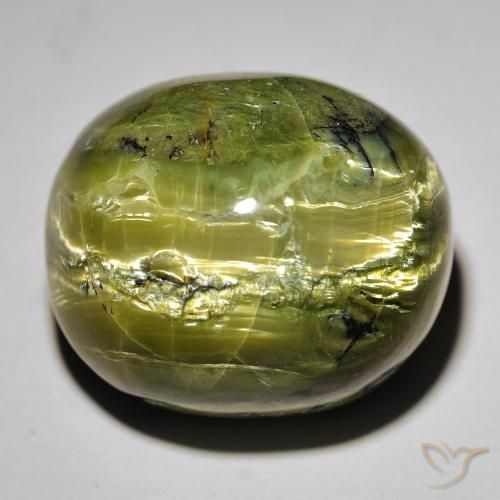 38.09ct طبيعي أخضر ترابى أوبال عين القط, بيضوي, غير شفاف