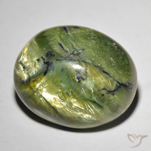 Cat's Eye Opal طبيعي بلون أخضر ترابى، وزن ‎20.74‎ قيراط، شكل بيضاوى، مقاس ‎20.6x16.8‎ مم