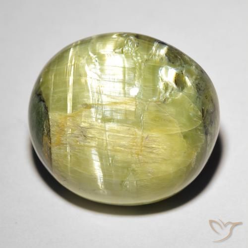 17.84ct طبيعي أخضر دافئ أوبال عين القط, بيضوي, غير شفاف