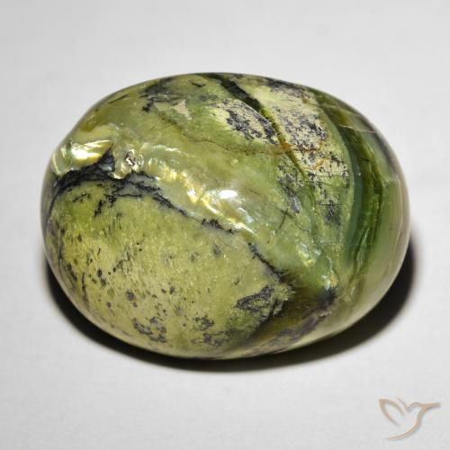 15.89ct طبيعي أخضر ترابى أوبال عين القط, بيضوي, غير شفاف