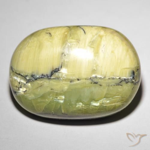 30.92ct طبيعي أخضر ترابى أوبال عين القط, بيضوي, غير شفاف