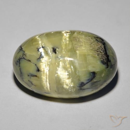 14.50ct طبيعي أخضر متوسط أوبال عين القط, بيضوي, غير شفاف