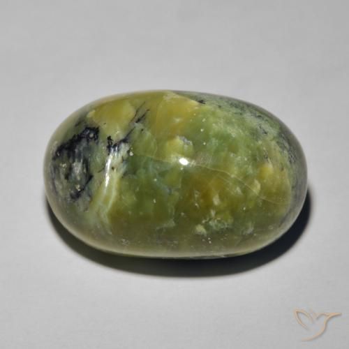 16.97ct طبيعي أخضر دافئ أوبال عين القط, بيضوي, غير شفاف